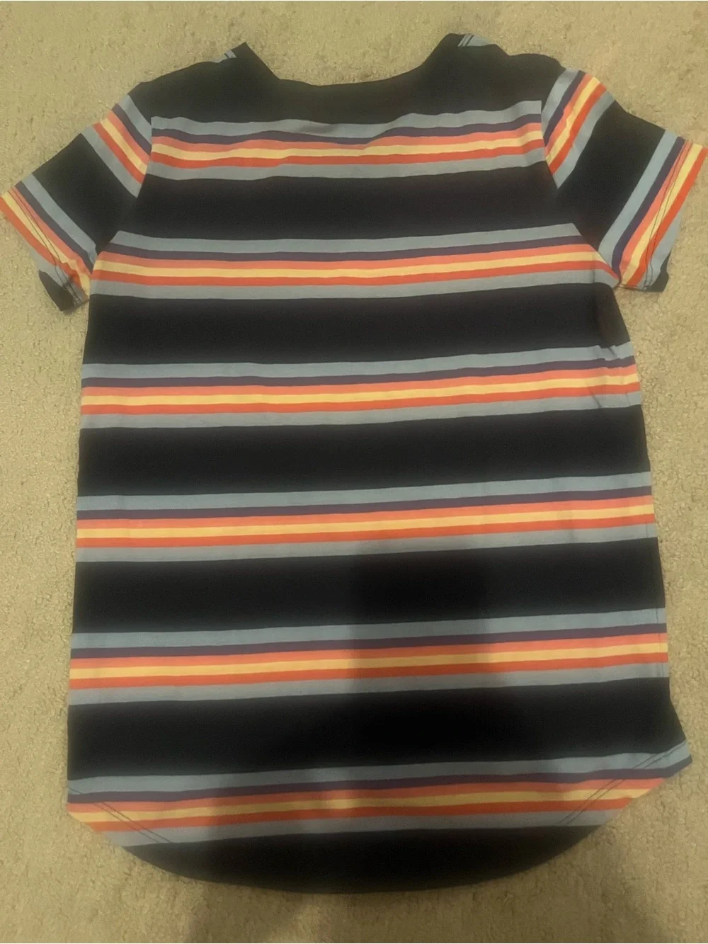 Old Navy Kids Striped Tee - Navy with Orange & Light Blue Size L (10-12)